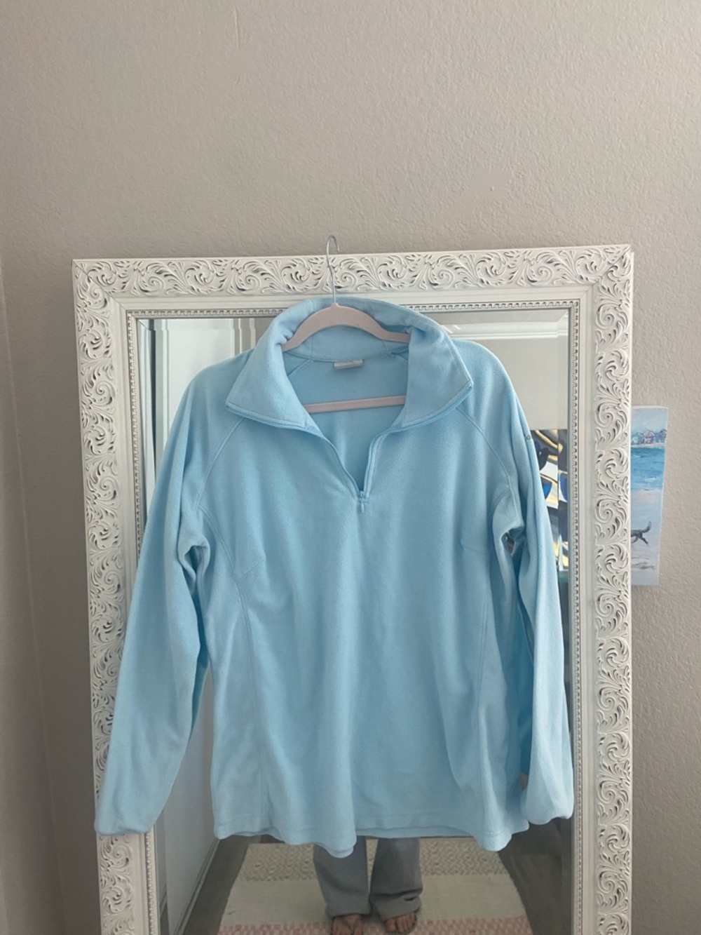 Light Blue Quarter-Zip Crew Neck Pullover